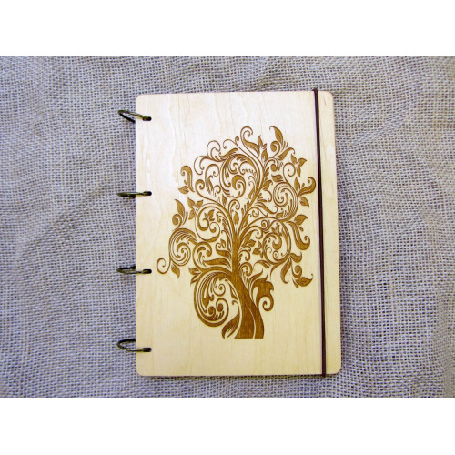 Блокнот А5 "Дерево" з фанери на кільцях. Записна книжка. Альбом для малювання. Щоденник. 