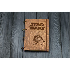 Блокнот А5 "Star wars" з фанери на кільцях. Записна книжка. Альбом для малювання. Щоденник. 