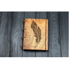 Блокнот А5 "Перо" з фанери на кільцях. Записна книжка. Альбом для малювання. Щоденник. 