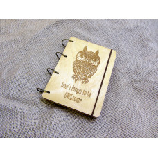 Блокнот А6 "ОWLsome" з фанери на кільцях. Записна книжка. Альбом для малювання. Щоденник.