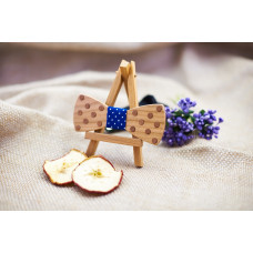 Краватка-метелик шпонована "Горошок" з натурального дерева