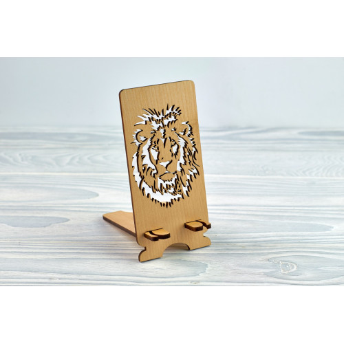 Підставка для телефону "Лев" з натурального дерева