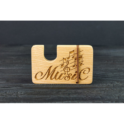 Картхолдер для банківських карт і купюр "Музика" з натурального дерева
