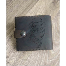 Гаманець-портмоне жіночий Леді з натуральної шкіри крєйзи хорс розмір міні 3 відкритих кишені+1 з клапаном