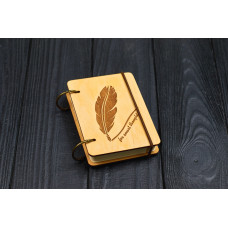 Блокнот деревянный А7 Умные мысли из фанеры Светлый на кольцах