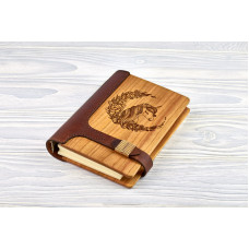 Блокнот з натурального дерева в поєднанні зі шкірою "Єдиноріг"