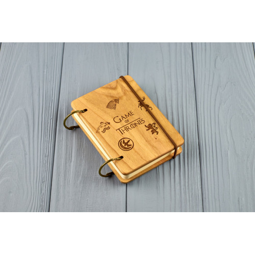 Кишеньковий блокнот з дерева формат А7 на кільцях "Гра  престолів"
