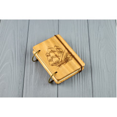 Кишеньковий блокнот з дерева формат А7 на кільцях "Корабель"