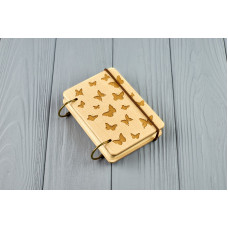 Кишеньковий блокнот з дерева формат А7 на кільцях "Метелики"