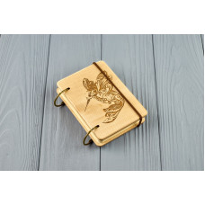 Кишеньковий блокнот з дерева формат А7 на кільцях "Колібрі"