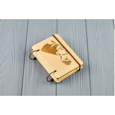 Кишеньковий блокнот з дерева формат А7 на кільцях "Клеопатра"