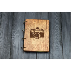 Блокнот А5 "Фотоаппарат" з фанери на кільцях. Записна книжка. Альбом для малювання. Щоденник. 