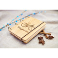 Блокнот А6 "Велосипед" з натурального дерева на кільцях. Записна книжка. Альбом для малювання. Щоденник